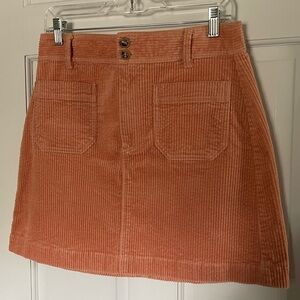 Madewell Peach Corduroy Mini A-Line Skirt